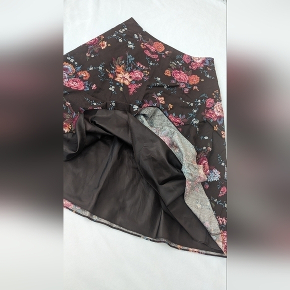 Pendleton Skirt Silk Wool Floral midi skirt brown lined Size 14 - Picture 4 of 14